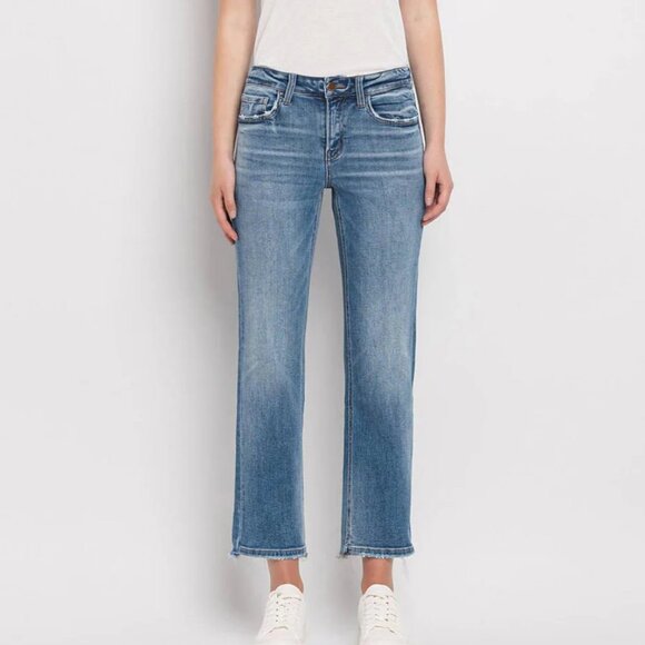 NWT Mid Rise Crop Straight Leg Jeans by Flying Monkey - Picture 2 of 9